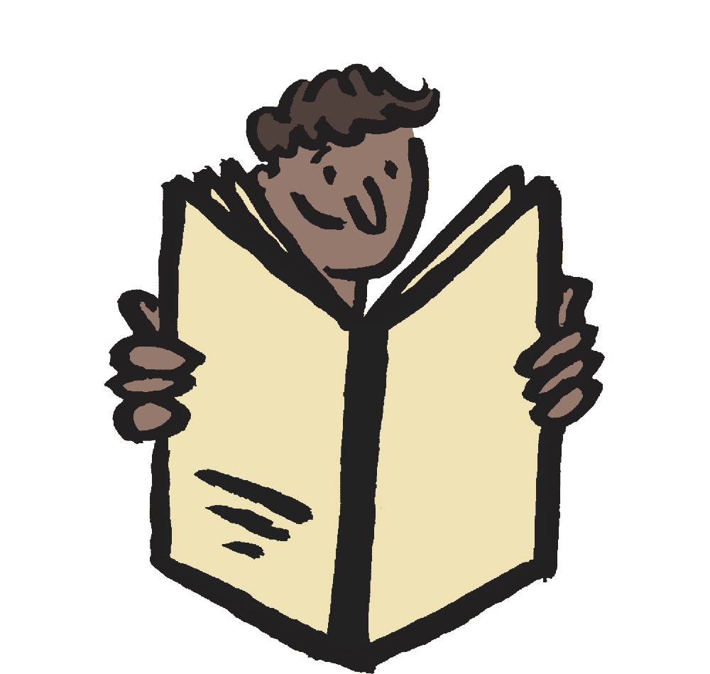 Illustration of a man reading a newspaper